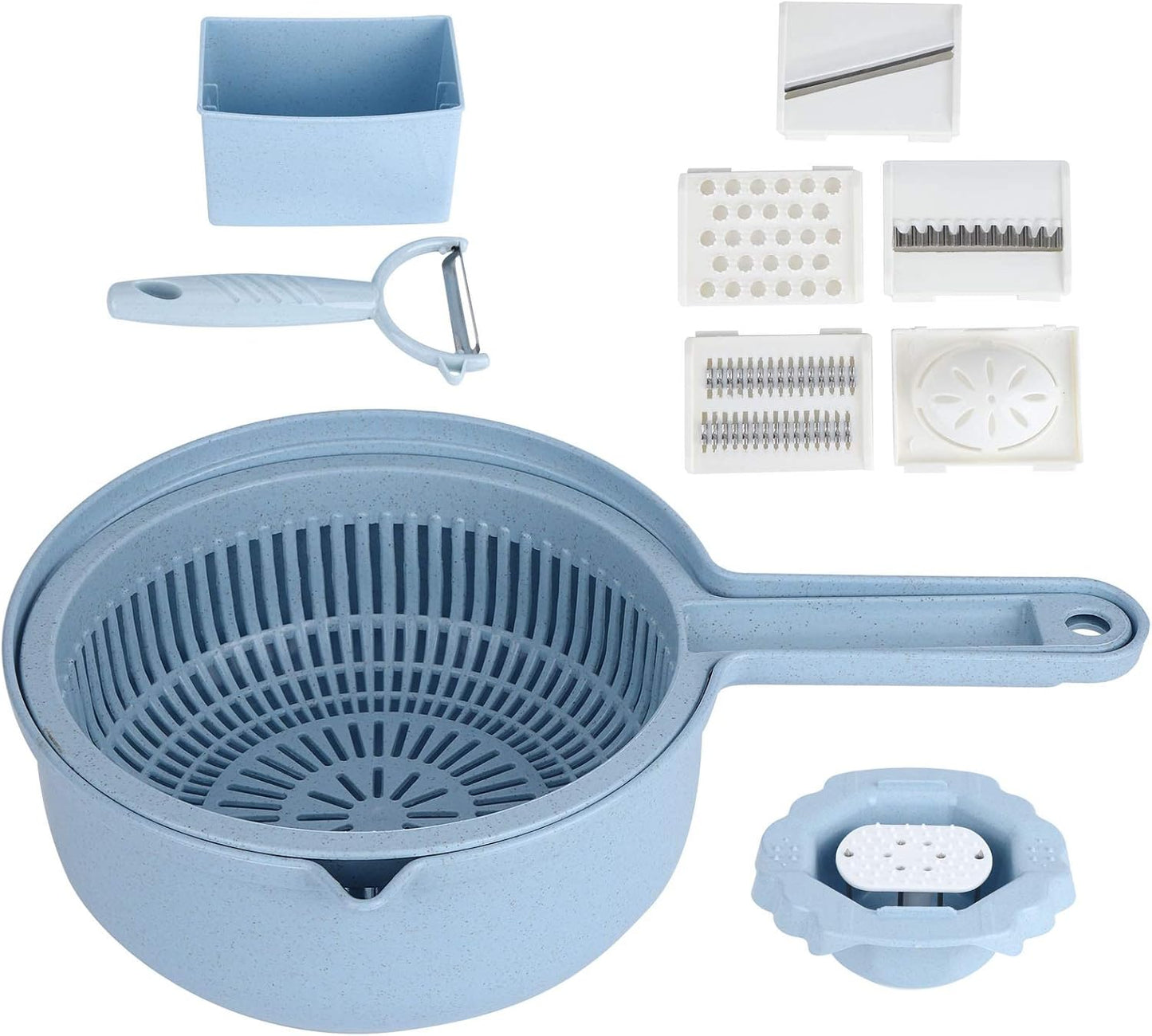 Food and Chopper Manual Vegetable Cutter with 4 Blades for Potatoes Carrots Cucumbers and More Safe Hand Guard Included Kitchen Utensil for Efficient Slicing and Dicing