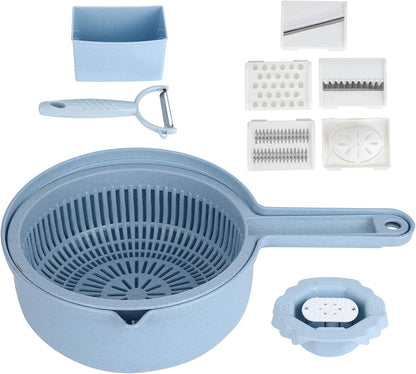 Food and Chopper Manual Vegetable Cutter with 4 Blades for Potatoes Carrots Cucumbers and More Safe Hand Guard Included Kitchen Utensil for Efficient Slicing and Dicing