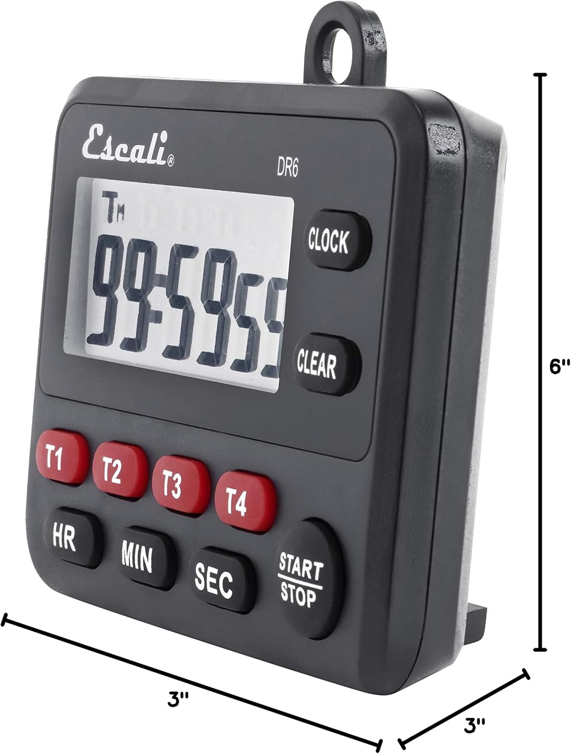 Escali Extra Loud Display Digital Kitchen Timer with Clock Mode, Recall Timer Magnetic Back