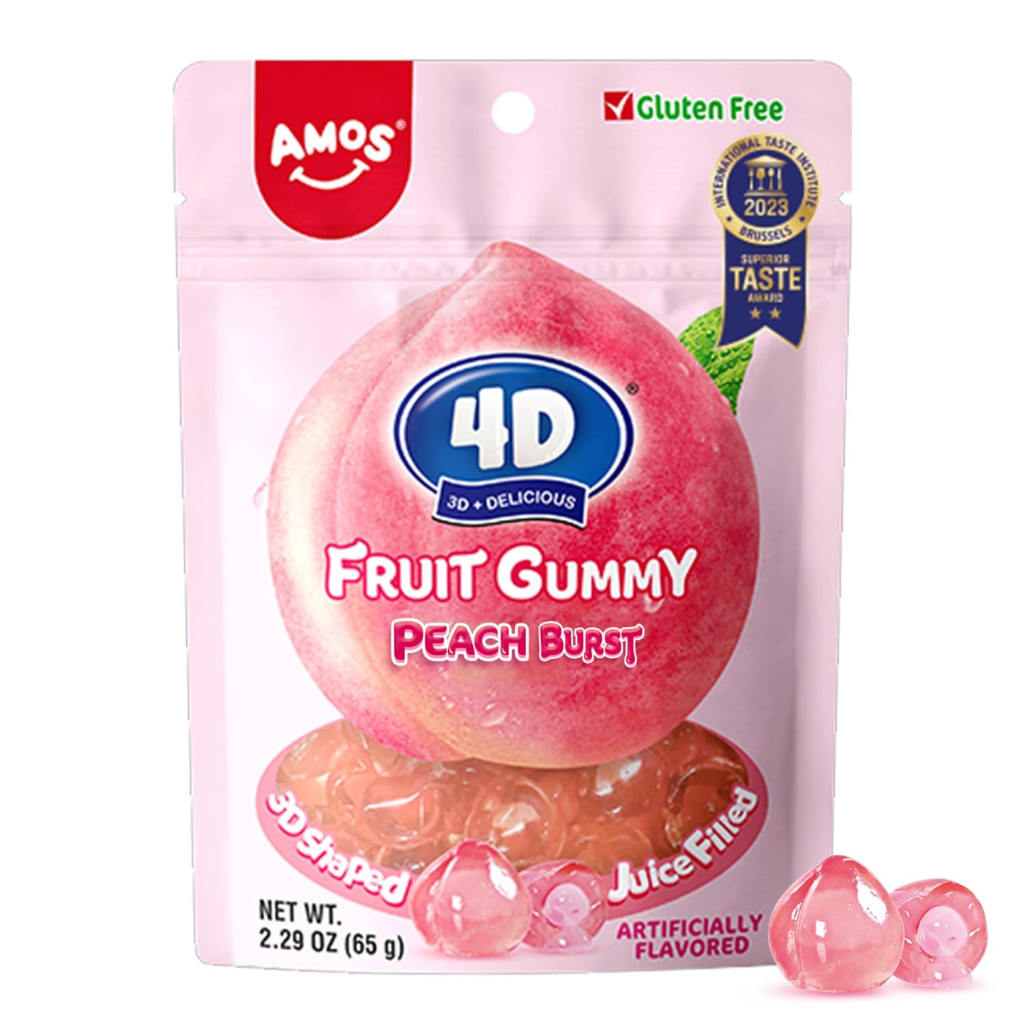 AMOS Peelerz Peelable Gummy Candy Variety Pack, Mango White Peach Banana Green Apple Passion Fruit Lychee, Soft Chewy Fruit Snack, Pack of 6