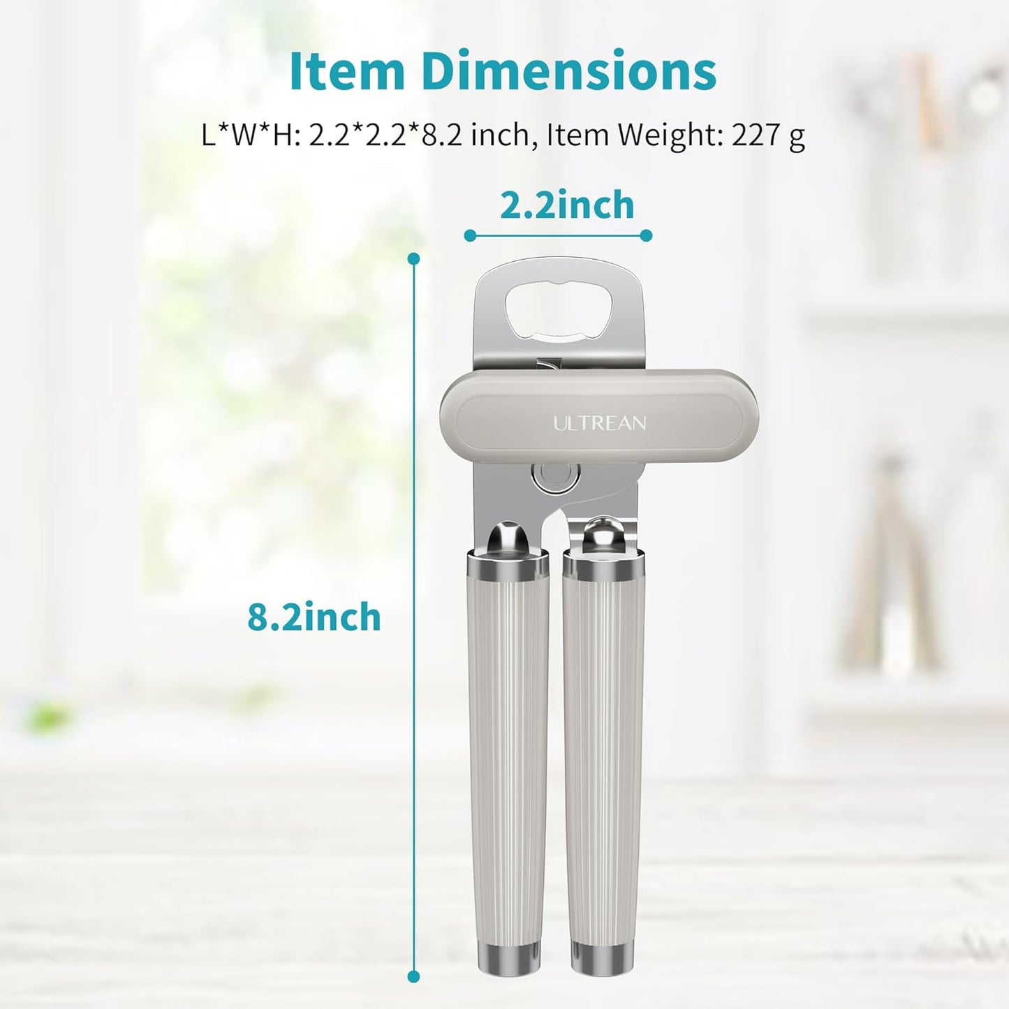 Ultrean Manual Can Opener Bottle Opener, Heavy Duty Stainless Steel Smooth Edge Manual Hand Held Can Opener With Soft Touch Handle, Rust Proof Oversized Handheld Easy Turn Knob (Black)