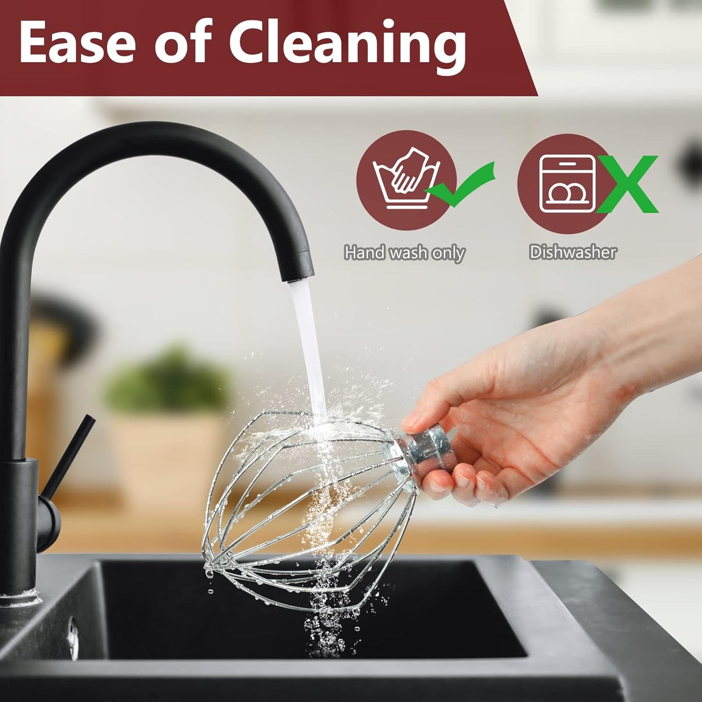 Stand Mixers Accessories 3-Piece Including K45WW Wire Whip & K45DH Dough Hook & K45B Flat Beater fit for Kitchenaid 4.5-5QT Tilt-Head Stand Mixers