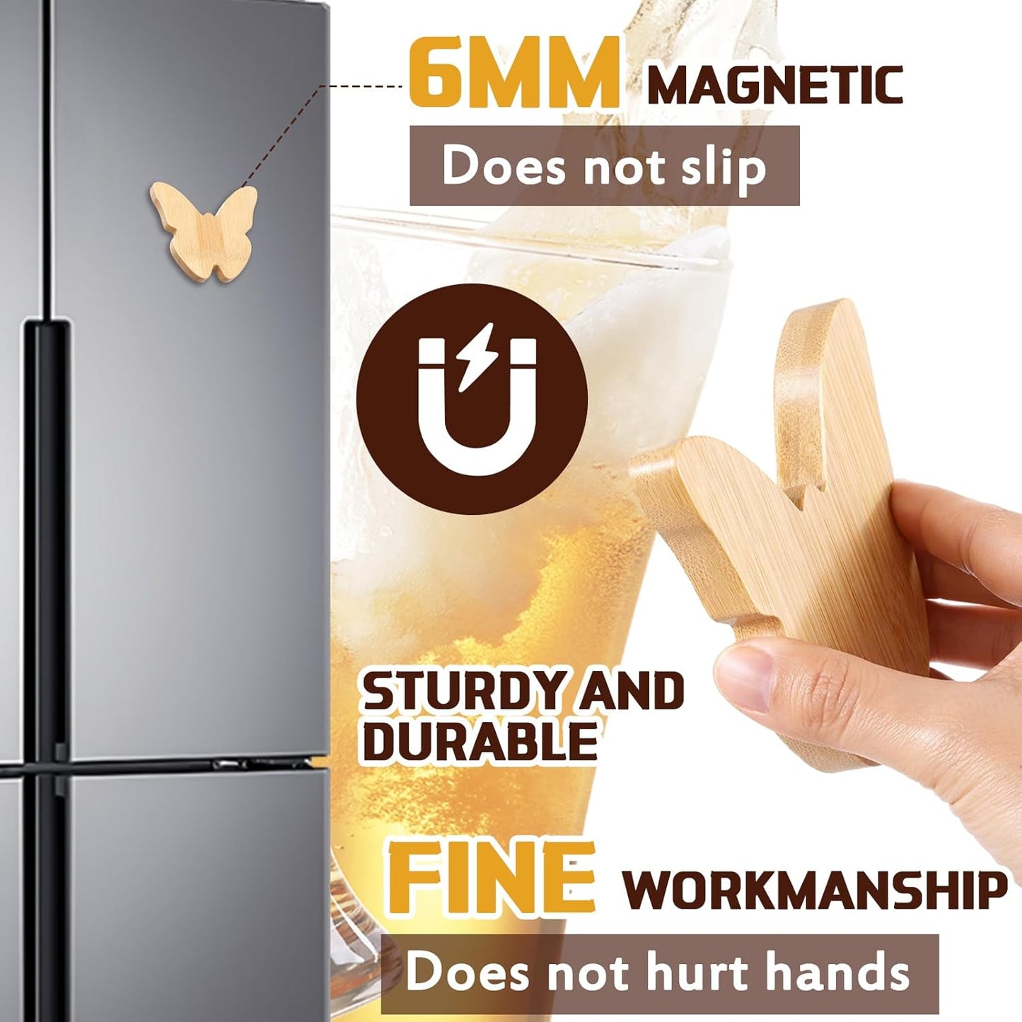 Vesici 100 Pcs Magnetic Bottle Opener 2.5in DIY Bamboo Round Shape Beer Openers Wooden Fridge Magnet Refrigerator Sticker Gift for Beer Lover Wedding Guest Kitchens Bars Parties
