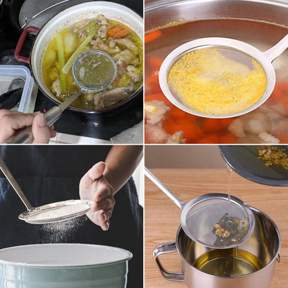 Hot Pot Fat Skimmer Spoon - Stainless Steel Fine Mesh Strainer for Skimming Grease and Foam