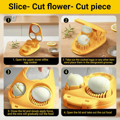 3-in-1 Heavy Duty Egg Slicer, Stainless Steel Blades with Multiple Cutting Modes for Hard Boiled Eggs, Mushrooms, Strawberry, Multifunctional Kitchen Tool, Send Goods from Local Warehouse