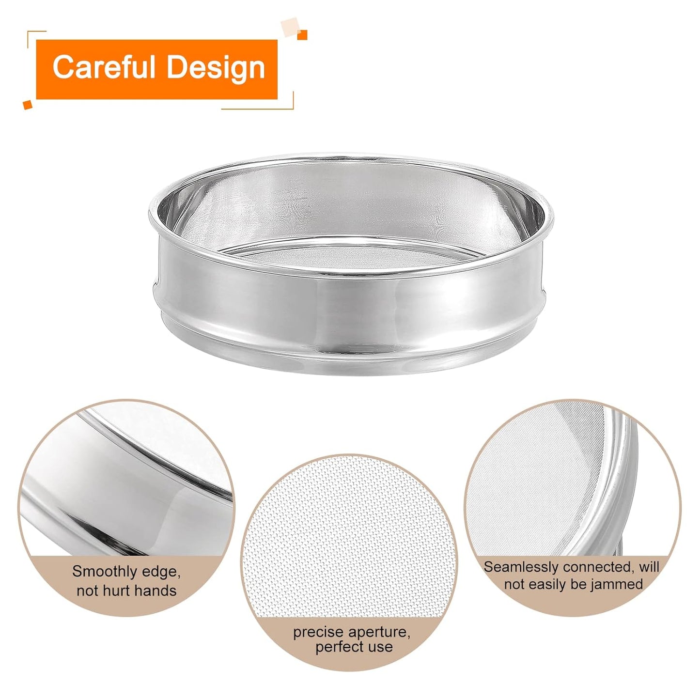PATIKIL 35 Mesh Lab Sieve, 8" Diameter Test Sieve 304 Stainless Steel Wire Cloth (0.5mm) for Industrial Laboratory