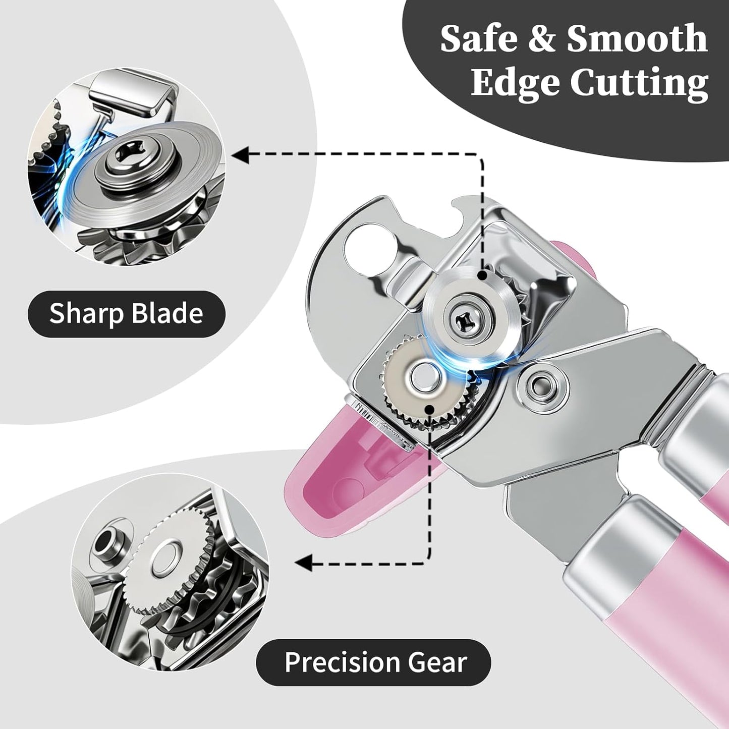 Can Opener Manual, Hand Heavy Duty Stainless Steel Bottle Opener Comfortable Handle, Sharp Blade Smooth Edge, Multifunctional Kitchen Tool, Black
