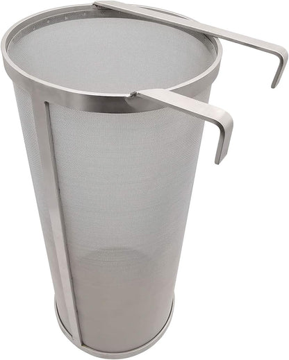 Hop Hopper Spider Strainer Basket Filter for Homebrew Hops Beer & Tea Brewing Bucket Fermenter Kettle, 304 Stainless Steel 300 Micron Mesh - 4" x 10"