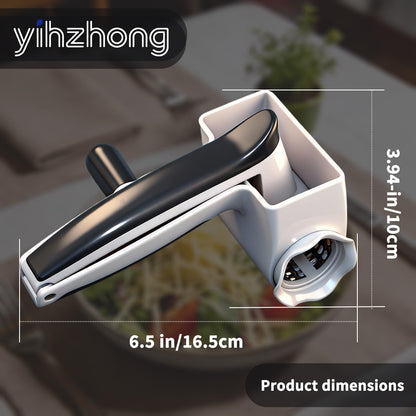 Hand-cranked cheese grater, rotary cheese grater, restaurant-quality, with handle, designed for hard cheese and chocolate, white model