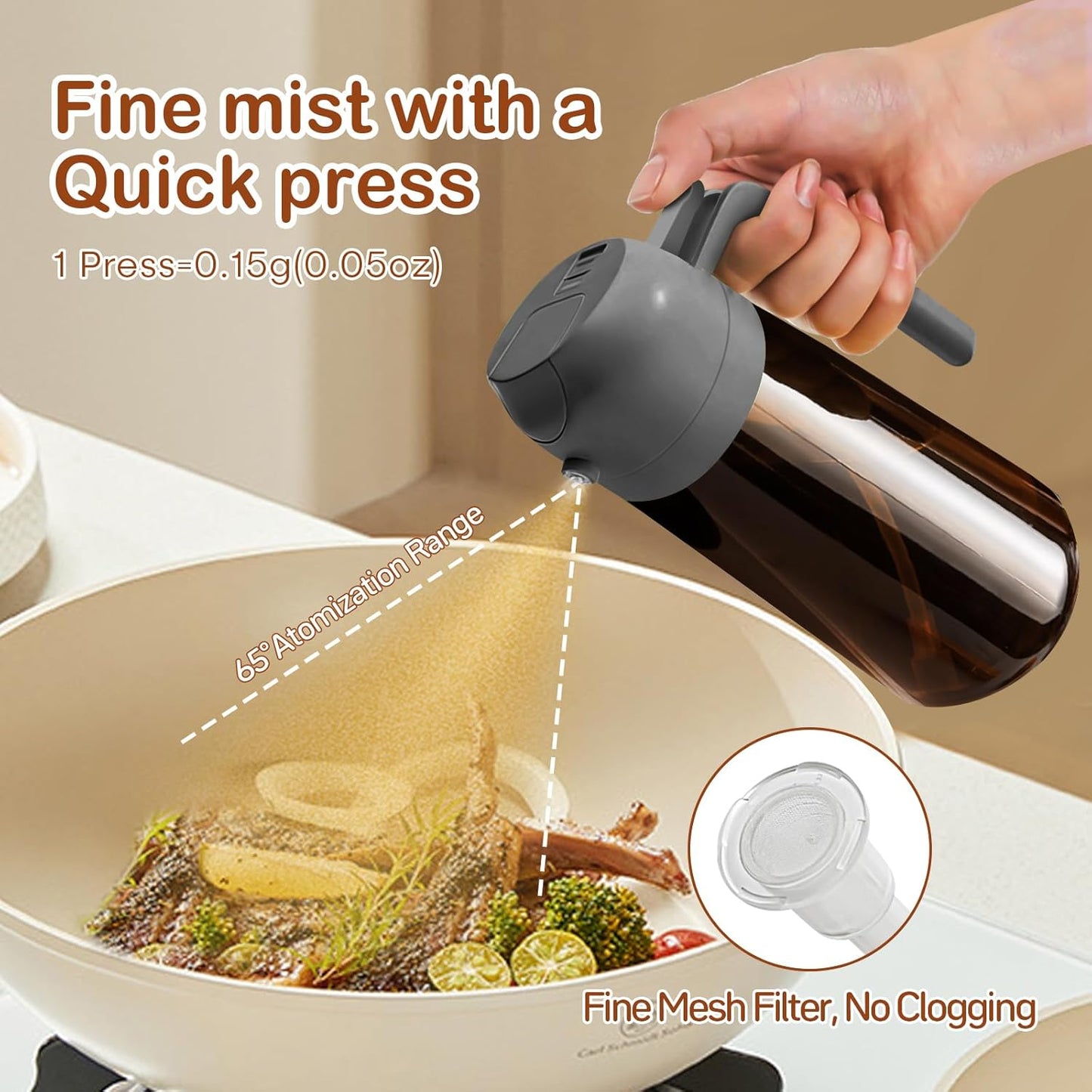 YARRAMATE 2Pcs 16oz/470ml Dark Brown Oil Sprayer for Cooking with Stickers, Food-grade Premium 2 in 1 Olive Oil Dispenser Bottle for Kitchen Gadgets, Air Fryer, Salad, Frying, BBQ (Black&OliveGreen)
