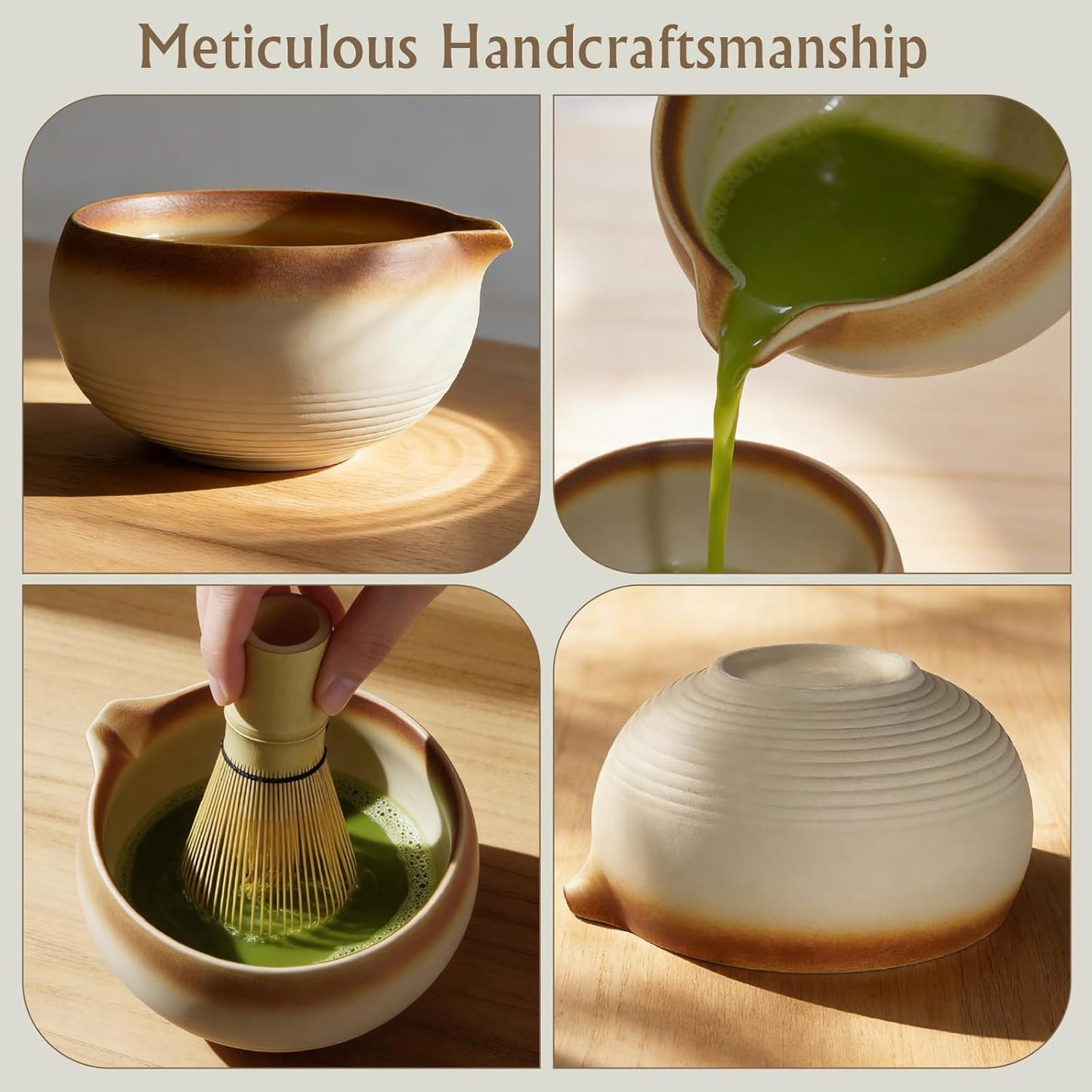 Matcha Whisk Set, 6-Piece Matcha Kit with Bamboo Whisk, Handmade Ceramic Matcha Bowl with Scoop, Holder & Sifter - Traditional Japanese Tea Ceremony Set, Matcha Gift Set for Beginners