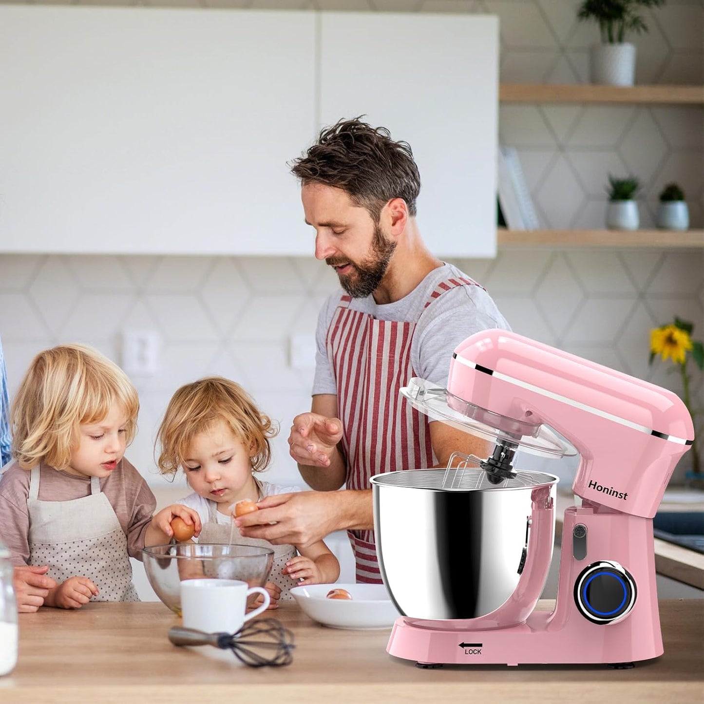 Honinst Stand Mixer, 6.5QT 10-Speed Tilt-Head Electric Stand Mixer, 3-In-1 Kitchen Mixer with Bowl, Dough Hook, Whisk and Beater, Food Mixer for Baking, Cake and Most Home Cooks, Black