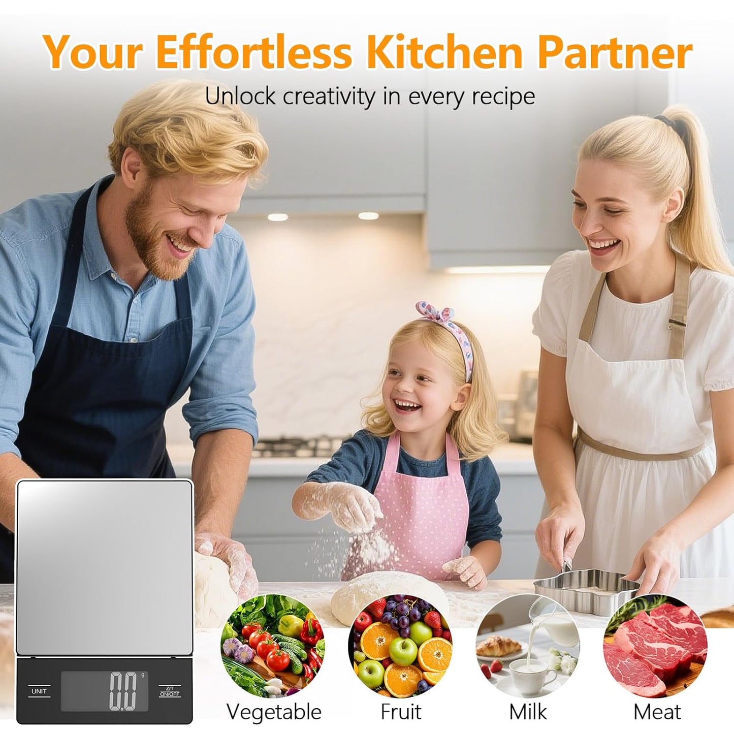 Kitchen Scale with Detachable Display Wireless Stainless Steel Digital Food Scale, 11lb/5kg, 1g Precision, Backlit LCD, Tare Function for Baking, Coffee Brewing & Cooking, Metallic/Black