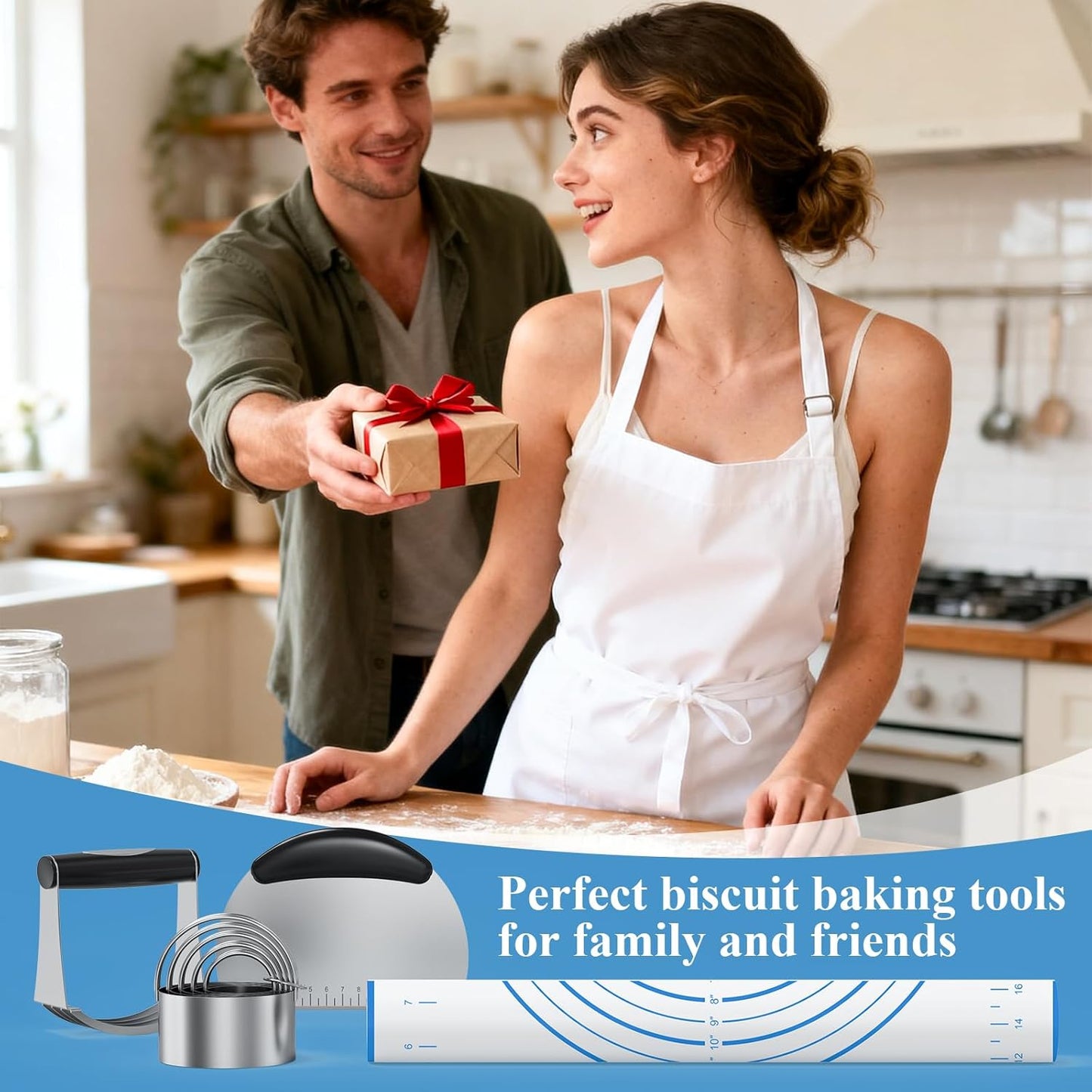 Biscuit Cutter Set, Dough Blender, Pastry Cutter, Biscuit Cutter, Dough Cutter,Pastry Cutter Set, Round Sifter,Baking Dough Tools for Cooking Cookies (3 Pcs/Set)
