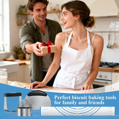 Biscuit Cutter Set, Dough Blender, Pastry Cutter, Biscuit Cutter, Dough Cutter,Pastry Cutter Set, Round Sifter,Baking Dough Tools for Cooking Cookies (3 Pcs/Set)