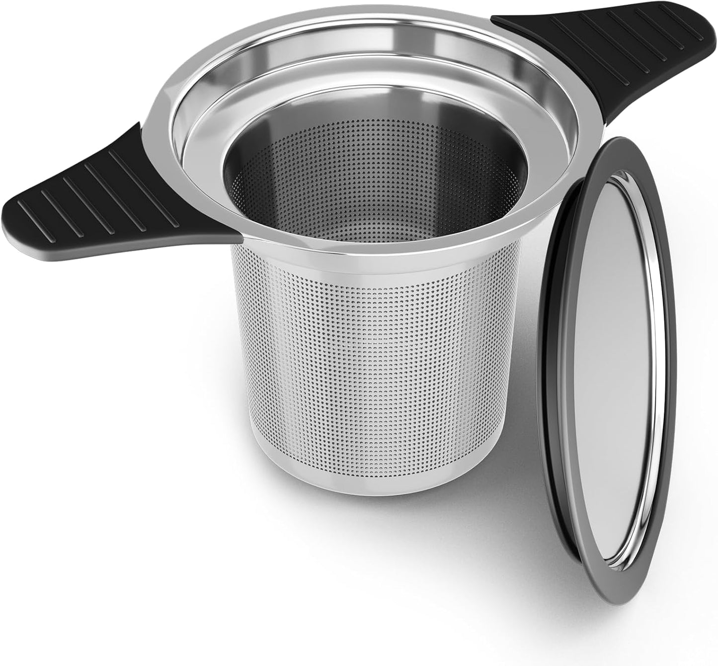 Reinmoson Extra Fine Mesh Tea Strainers & Filters for Loose Tea Single Cup, 304 Stainless Steel and Food Grade Silicone Loose Leaf Tea Steeper for Black Tea, Coffee, Rooibos, etc