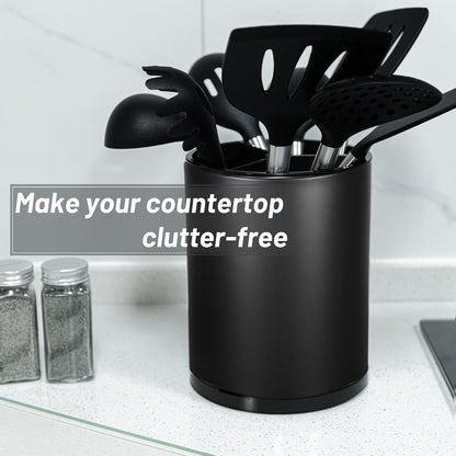 Kitchen Utensil Holder for Countertop 360° Rotating Utensil Caddy Extra Large Utensil Crock Cooking Utensil Holder for Kitchen Counter