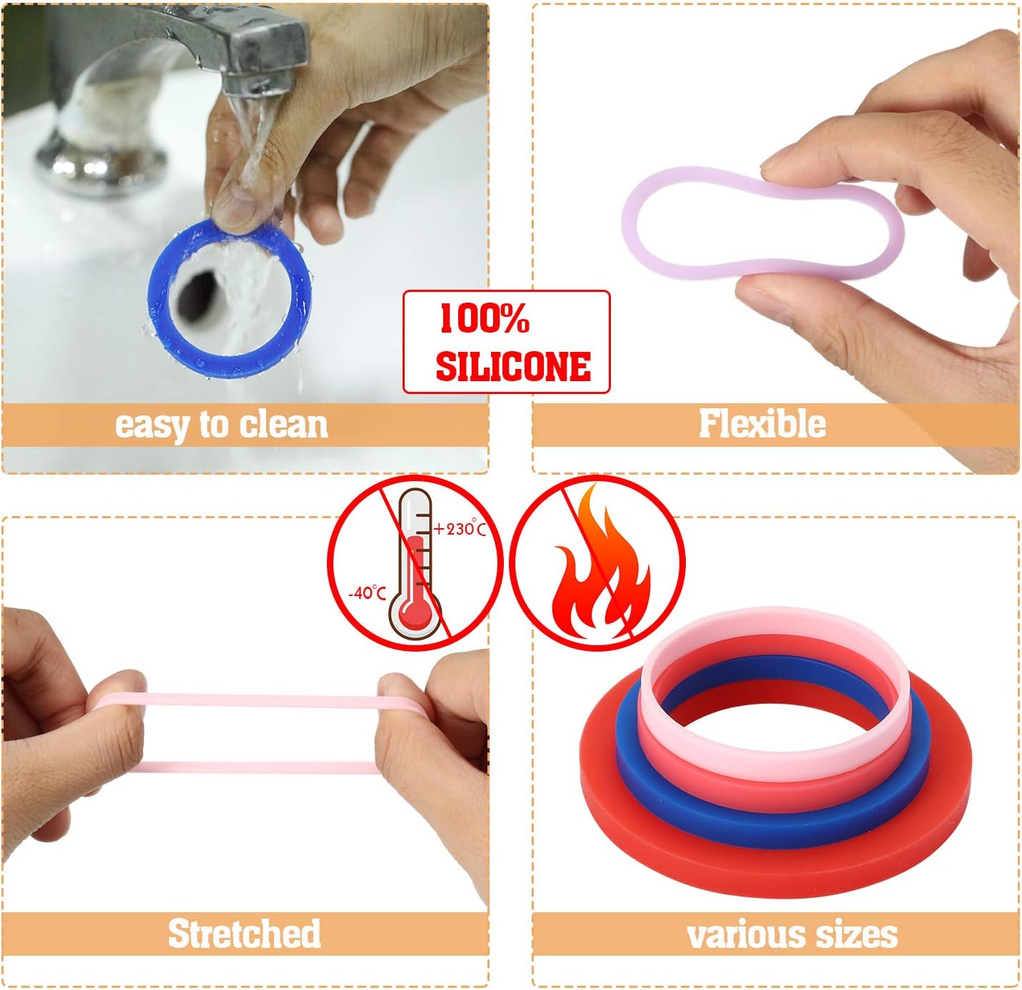 16 Pieces Rolling Pin Guide Ring Spacer Bands Thickness Rings Flexible Silicone Slip On Baking Accessories Fit for 1.6 Inch Wide Dough Rollers (0.4/0.2/0.08/0.04 Inch in Thickness), 8 Colors
