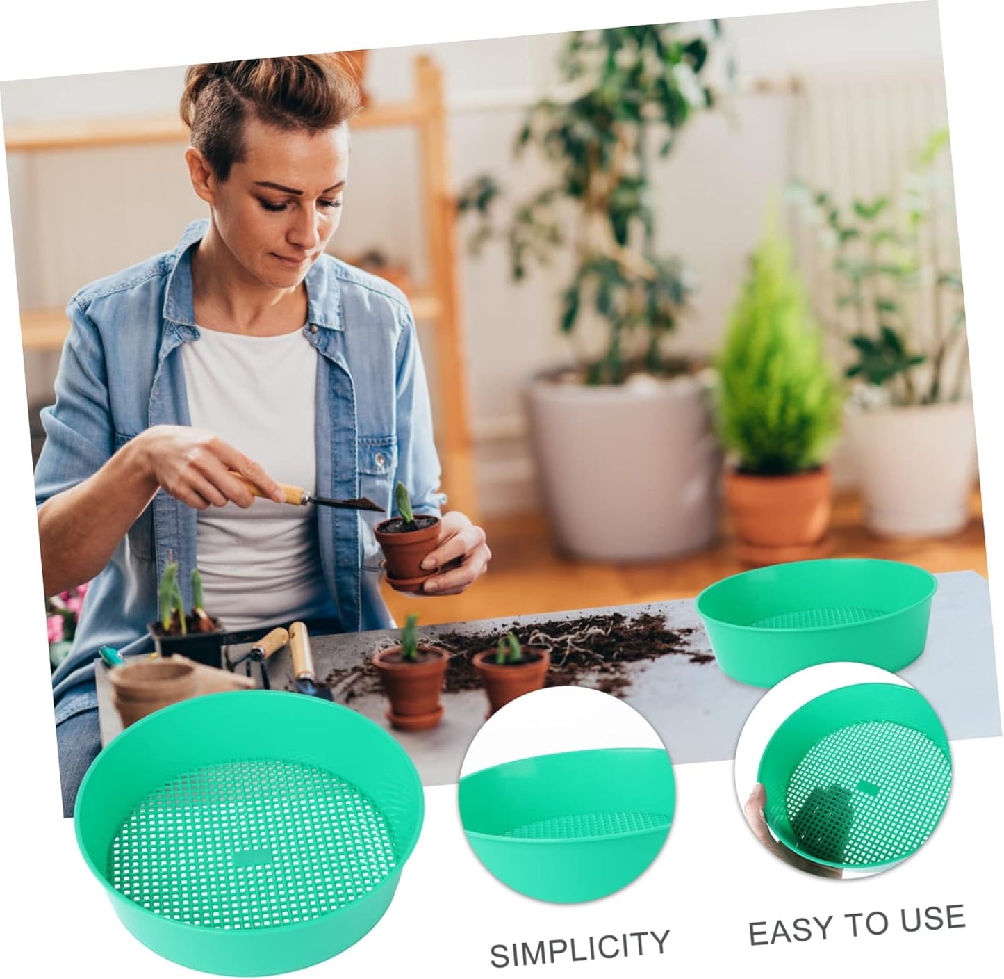 Bonsai Tools DIY Tools Mining Sand Sifter Mesh Filter Sifter Plastic Sand Grader Dispenser Gardening Supplies Stone Riddle Plastic Sieve Light