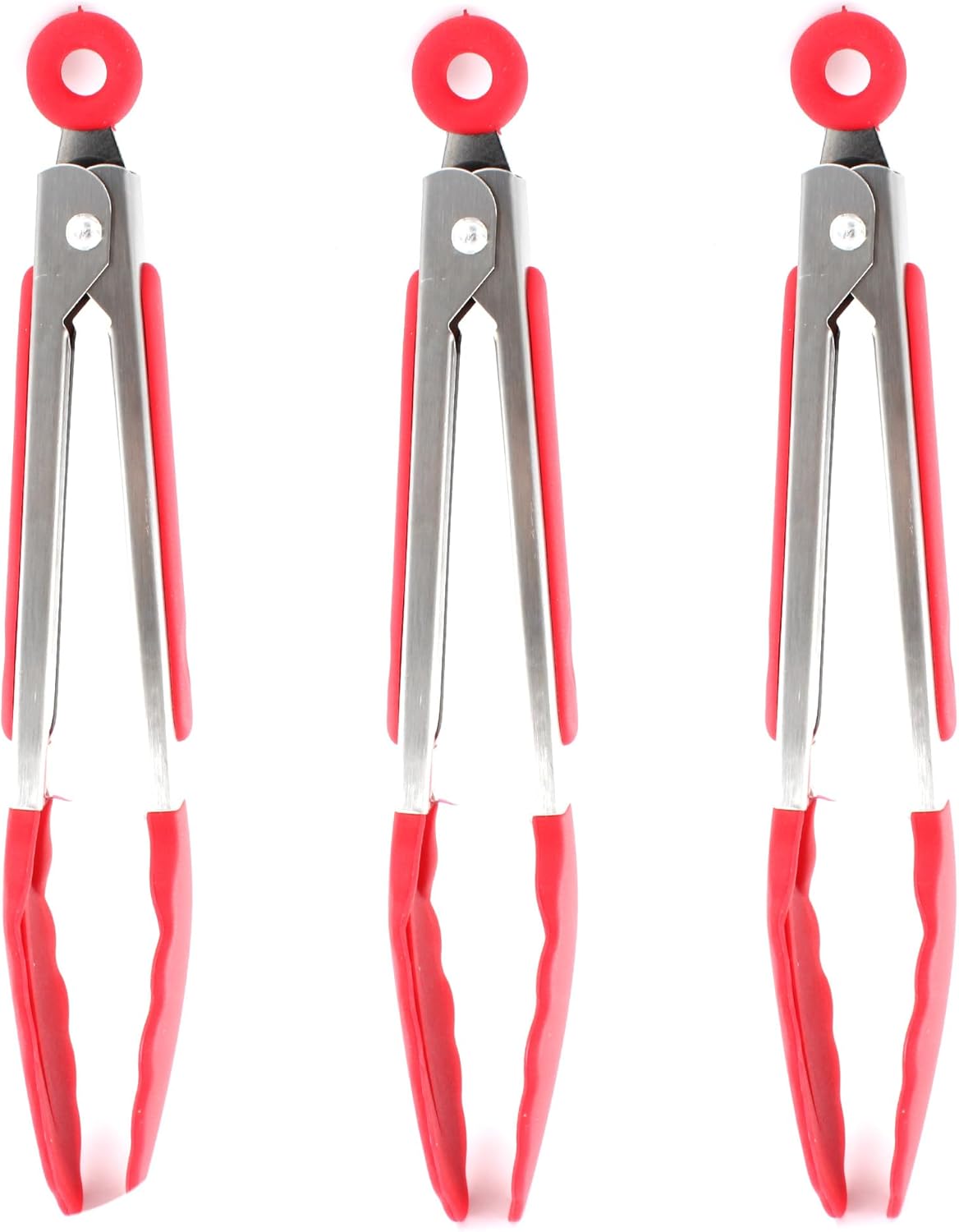 Septe 7Inch Mini Silicone Kitchen Tongs for serving food, Small Serving Tongs with Silicone Tips, Set of 3 (Purple)