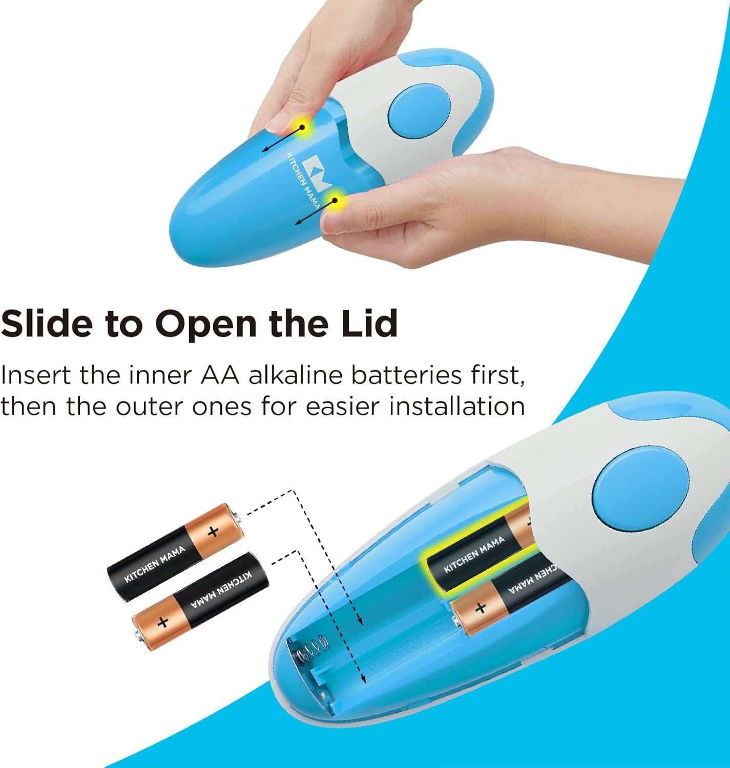 Kitchen Mama Auto Electric Can Opener: Open Your Cans with A Simple Press of Button - Automatic, Hands Free, Smooth Edge, Battery Operated, YES YOU CAN (Red)