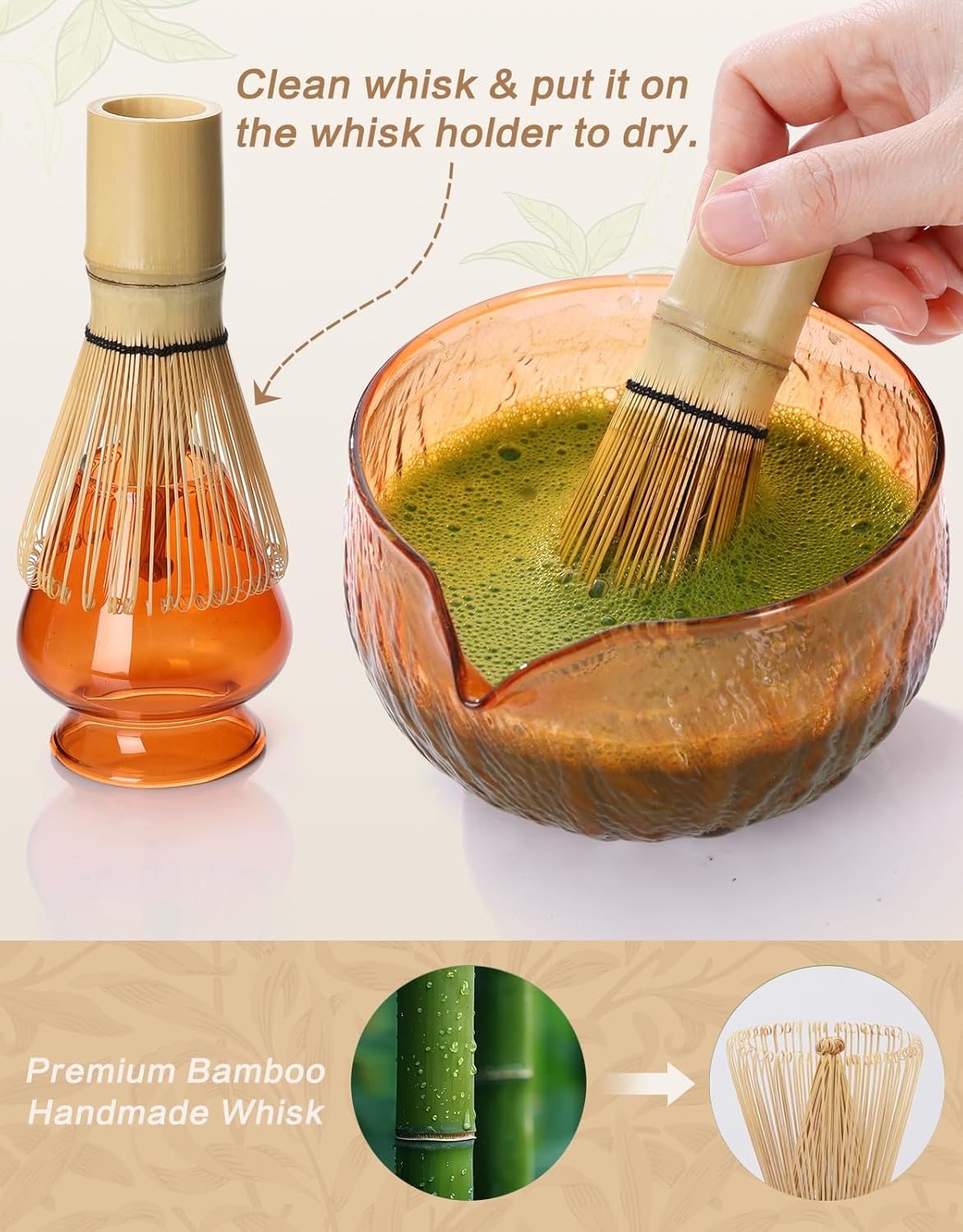 Matcha Whisk Set, 7 Pcs, Matcha Kit Includes Matcha Bowl, Matcha Whisk and Holder, Bamboo Scoop, Spoon, Sifter and Tea Towel, Matcha Set, Gift for Matcha Lovers & Beginners (Pink)