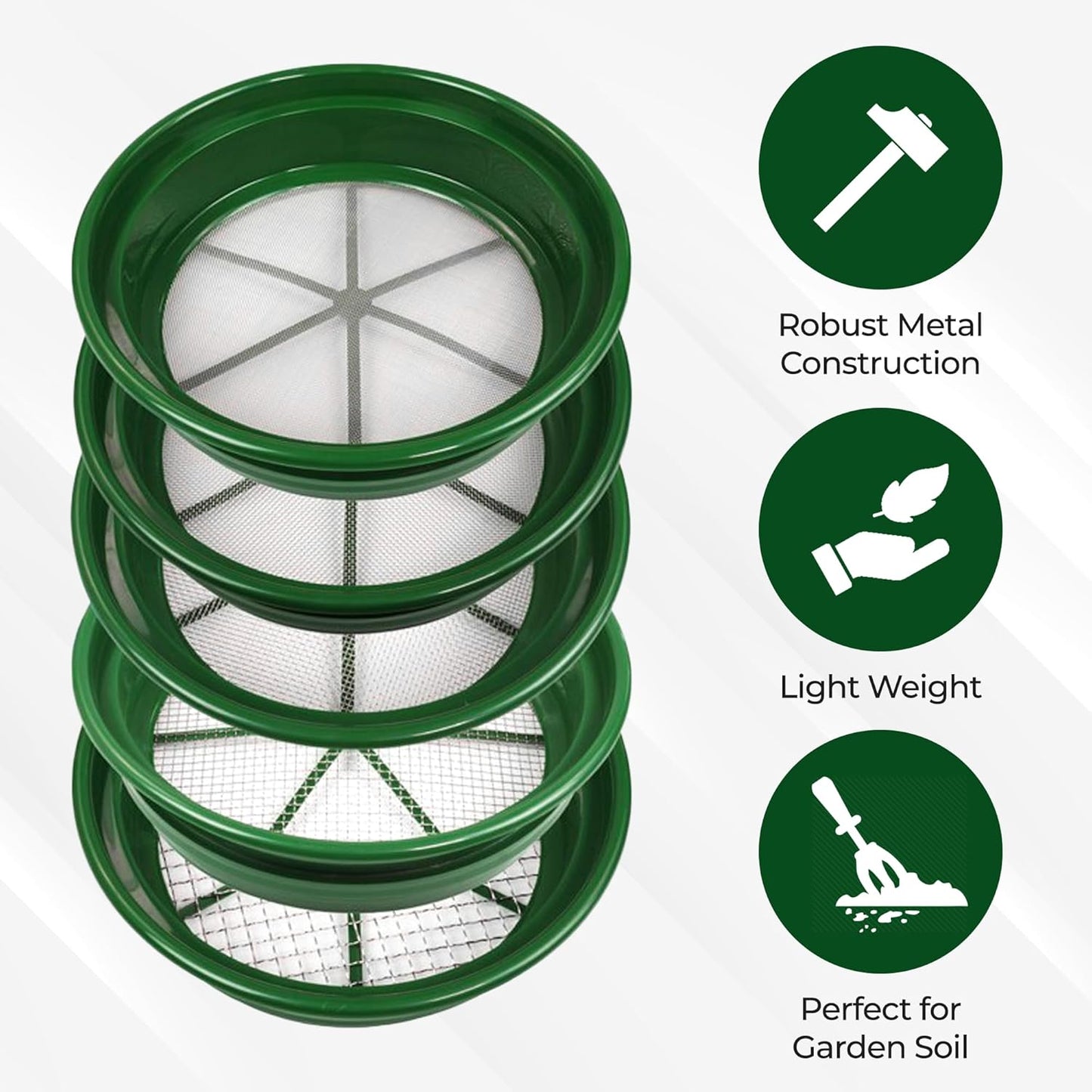 SE 13.25 Inch Wide Stackable Classifier Gold Prospecting Pan - 1/8 Inch Stainless Steel Mesh Sifting Pan, Green