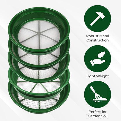 SE 13.25 Inch Wide Stackable Classifier Gold Prospecting Pan - 1/8 Inch Stainless Steel Mesh Sifting Pan, Green