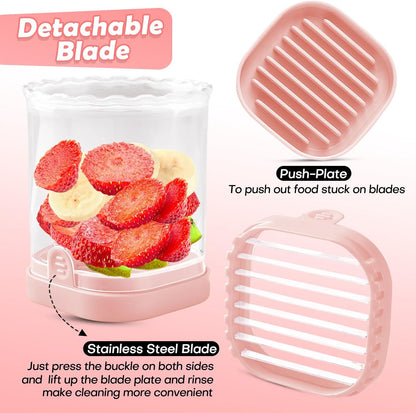 Creative Strawberry & Fruit Slicer - Detachable Cutter with Push Plate (Black)