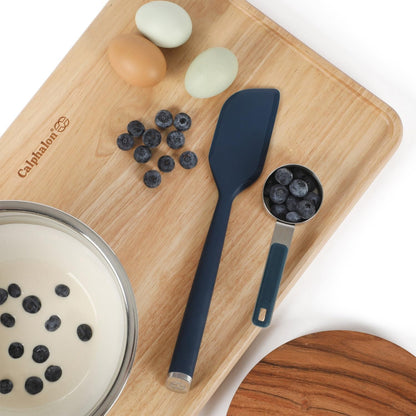 Calphalon Prime Scraper Set, 2-Piece Silicone Kitchen Scraper Set, Flexible Baking & Cooking Scrapers, Heat-Resistant Nonstick-Safe Tools with Ergonomic Handles, Navy