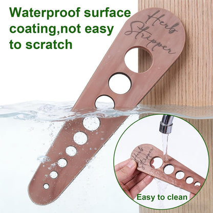 2 Pcs Herb Stripper Tool, Wooden Herb Stripping Tool, Vegetable Leaf Remover, Natural Wood Leaf Remover with 8 Hole Sizes for Herbs, Parsley, Coriander, Thyme, Rosemary