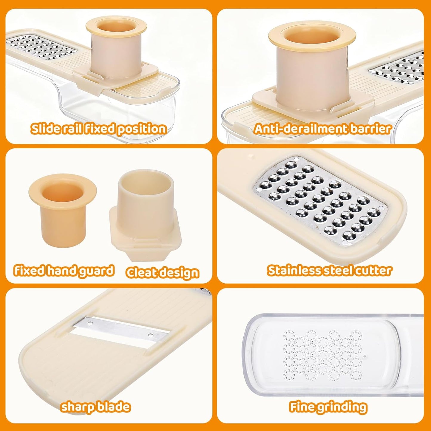 Palksky Garlic Mandolines Slicer Super Thin, 3 in 1 Multifunctional Garlics Grinder with Shredder Grinder Slicer, Portable Garlic Chopper, Kitchen Gadgets 1PCS