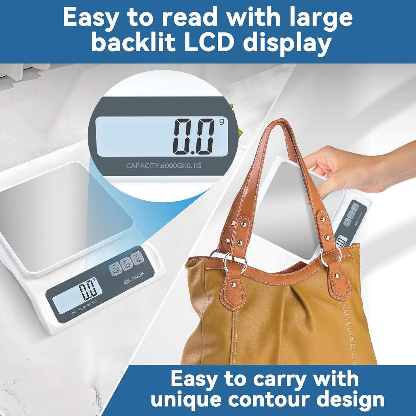 CYBERGIANT 13lb/0.1g Precision Digital Food Scale - Meal Prep Kitchen Baking & Espresso Coffee - Gram Scale with Stainless Steel Platform & LCD Display