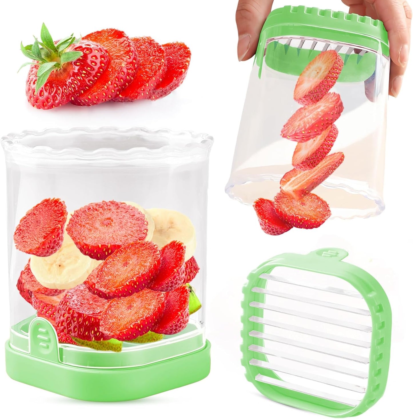 Creative Strawberry & Fruit Slicer - Detachable Cutter with Push Plate (Black)