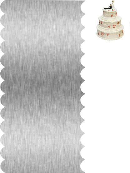 Cake Scraper Smoother Cake Decorating Supplies Kit 8.6 Inch Metal Bench Scraper for Baking Buttercream Smoother Stainless Steel Frosting Cake Comb Edge Side Jagged Comb for Cream Cake-1