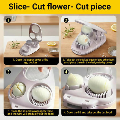 3-in-1 Heavy Duty Egg Slicer, Stainless Steel Blades with Multiple Cutting Modes for Hard Boiled Eggs, Mushrooms, Strawberry, Multifunctional Kitchen Tool, Send Goods from Local Warehouse