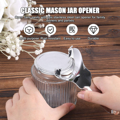 2pcs Jar Opener for Mason Jar, Stainless Steel Opener Multifunctional Canning No Lid Dent Or Damage Lid Bottle Handheld Top Remover Tool for People with Weak Hands