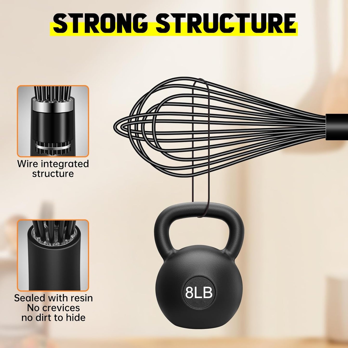 HOTEC 4 Pieces Silicone Whisks Set, Wire Balloon Whisks for cooking Egg Beater, Non-slip Handle Whisk for Non-stick Cookware Perfect for Cooking, Stirring, Beating and Blending (Multicolor)