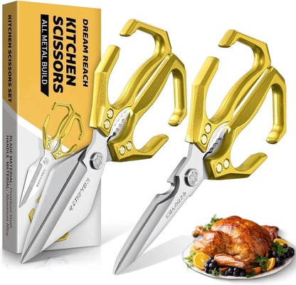 Dream Reach Poultry Shears, Heavy Duty Kitchen Shears with Serrated Edge, No Rust Spring Loaded, Multipurpose Stainless Steel Kitchen Scissors for Chicken, Bone, Meat, Turkey, Fish Thanksgiving Gifts