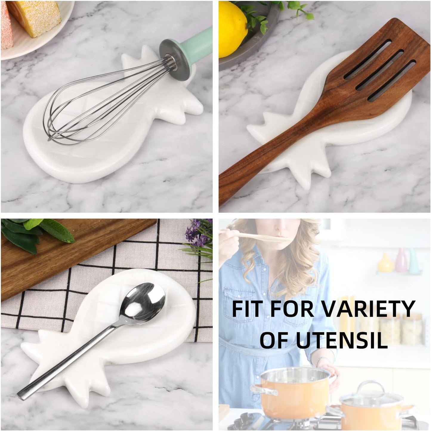 Marble Spoon Rest for Kitchen Stove Countertop, Marble Utensil Holder, Perfect for Spatula, Ladle, Fork (1, Viva jade, 4 * 6.5)