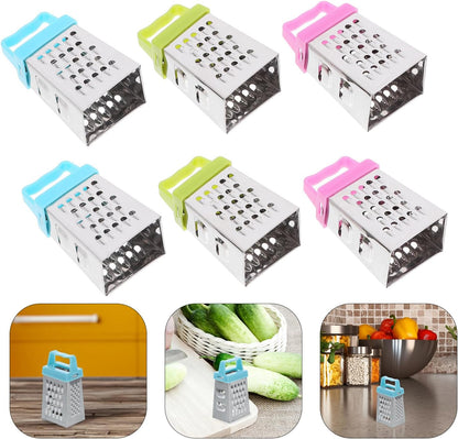 Mini Cheese Grater 6-Pack Stainless Steel Handheld Kitchen Graters for Cheese Garlic Ginger Vegetable Slicing Shredding with Non-Slip Handle