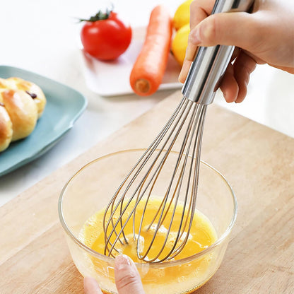 3 Pack Egg Whisk and Cooking Brush Scraper Set, Stainless Steel Wire Whisks for kitchen Cooking Blending Whisking