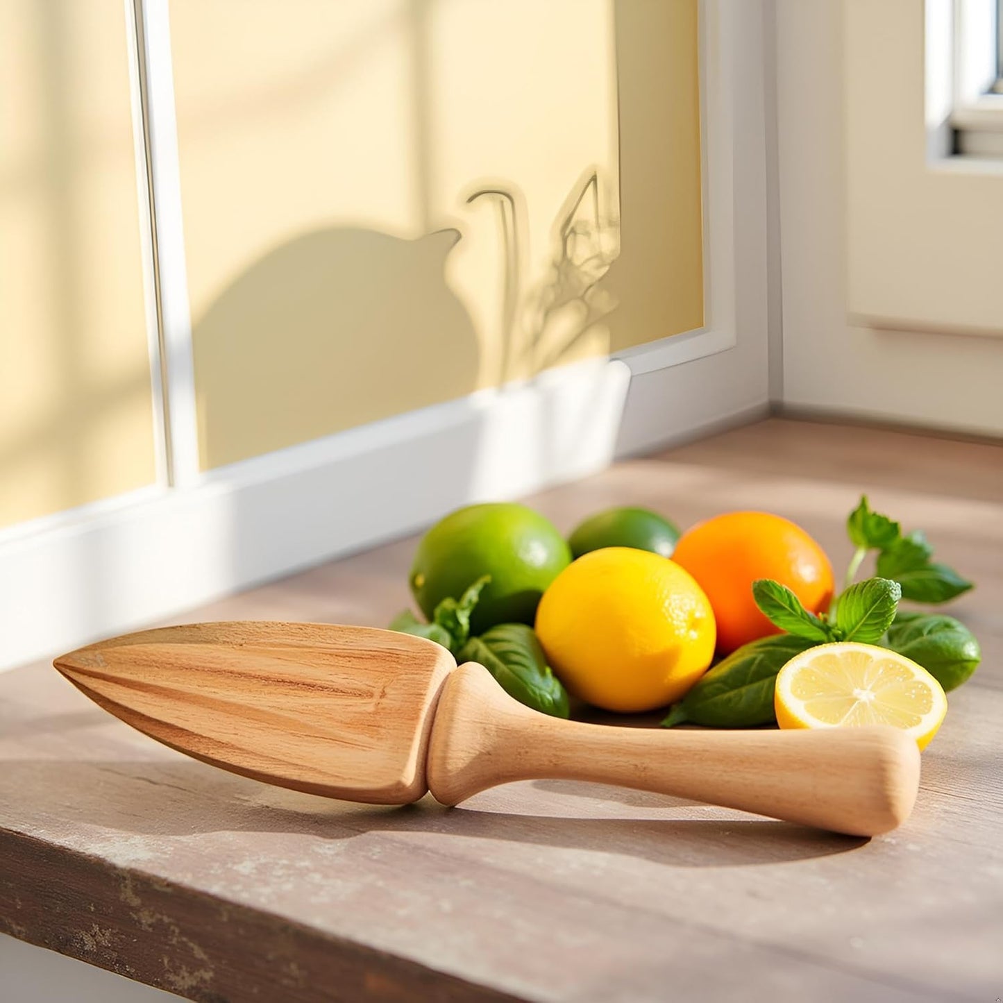 Wooden Citrus Juicer - Manual Handheld Lemon Orange Reamer with Ergonomic Grip, Durable Fruit Squeezer Tool for Home/Bar/Cafe Use, Portable Kitchen Accessories for Juicing Limes and Citrus Fruits