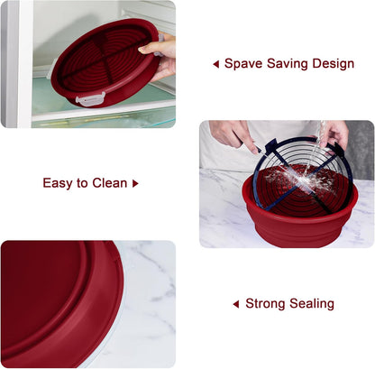 FJNATINH Collapsible Batter Bowl - Mess Free Better Breader Shaker Bowl with Lid Breading Shaker Container - Great for Fried Fish, Fried Chicken, Onion Rings, Wings & More,No Leak,Easy to Store