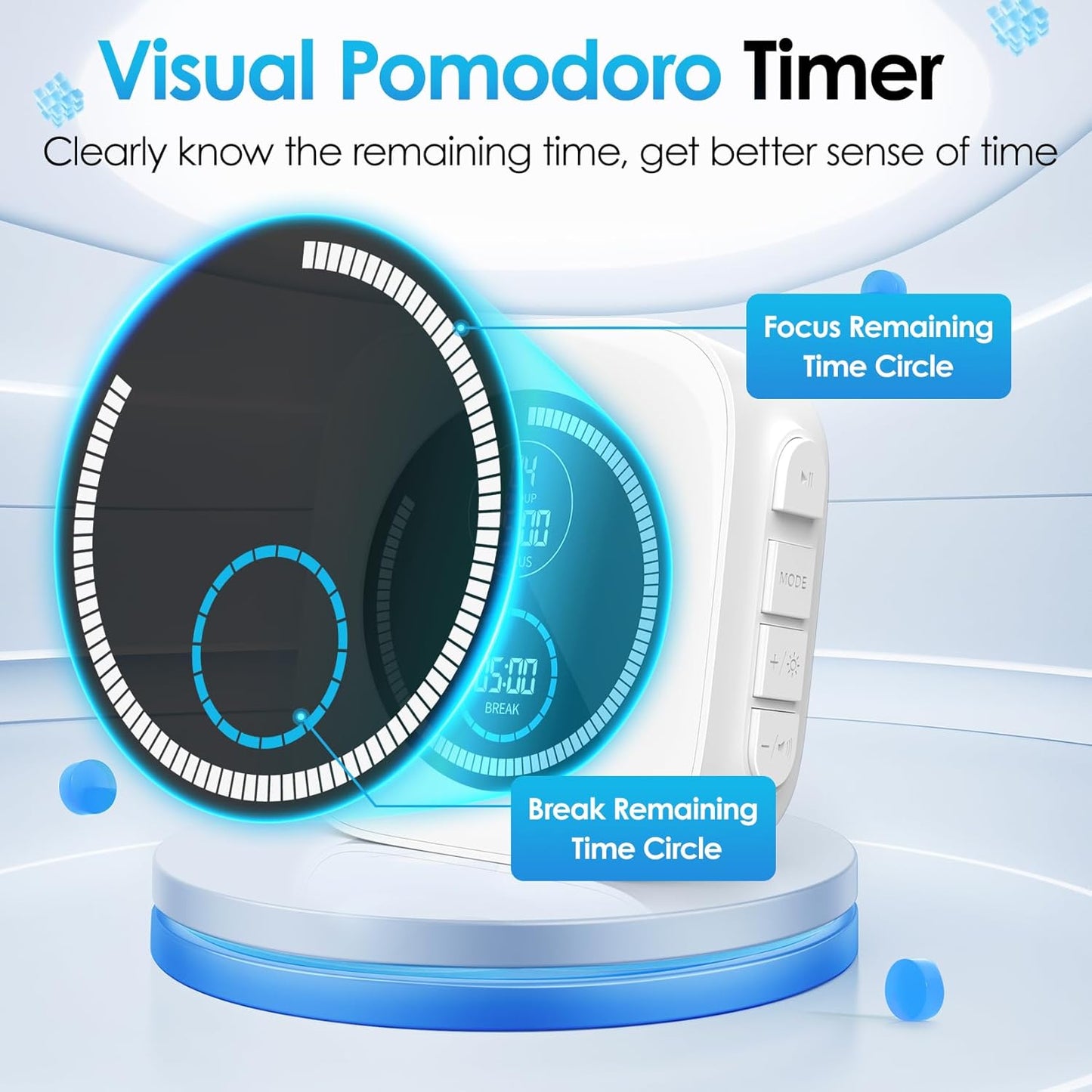 Visual Timer, 99 Minute Digital Kitchen Desk Timer for Office Supplies Home Productivity Management Tool Countdown Count Up, White