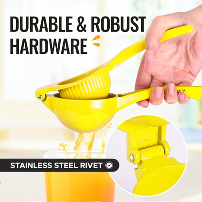 Zulay Kitchen Premium Metal Orange Squeezer – Heavy-Duty Manual Citrus Juicer for Maximum Juice Extraction – Ergonomic, Easy to Clean, Dishwasher Safe (Orange)