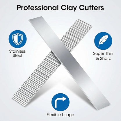 Polymer Clay Cutter Tools, Acrylic Roller Pin, 5 Pieces Flexible Clay Cutters, Ceramic Cutters Slicer Kit Clear Rectangle Sheet Press Board Wire Texture Set Needle Detail Modelling Supplies