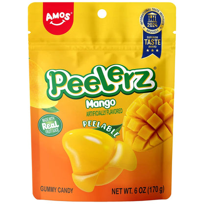 AMOS Peelerz Peelable Gummy Candy Variety Pack, Mango White Peach Banana Green Apple Passion Fruit Lychee, Soft Chewy Fruit Snack, Pack of 6