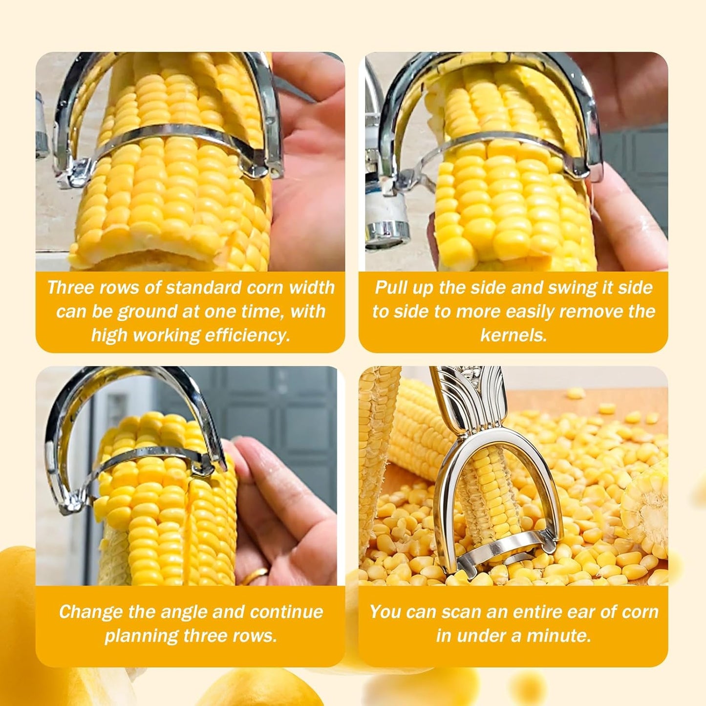 Corn Peeler, Aluminum Stainless Alloy Cobb Kernel Remover Stripping Tool with Non-Slip Handle Stripper & Cutter shucker gobbler Husker Sheller Thresher for Corn on the Cob Kitchen Chef Salads