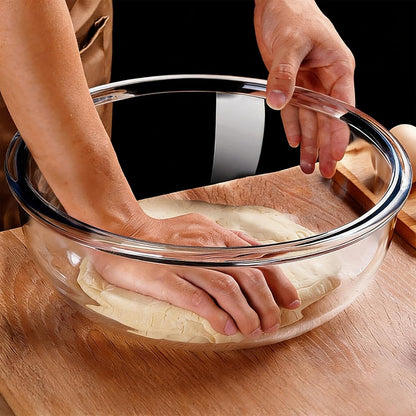 Large Glass Mixing Bowl with Lid, Clear Glass Salad Cooking Bowls for Sourdough, Salad and Storage Prepping and Baking Food Storage Set
